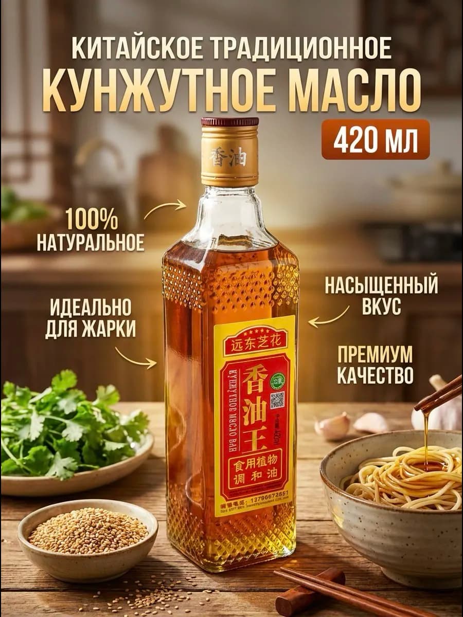Китайское традиционное кунжутное масло, 420мл