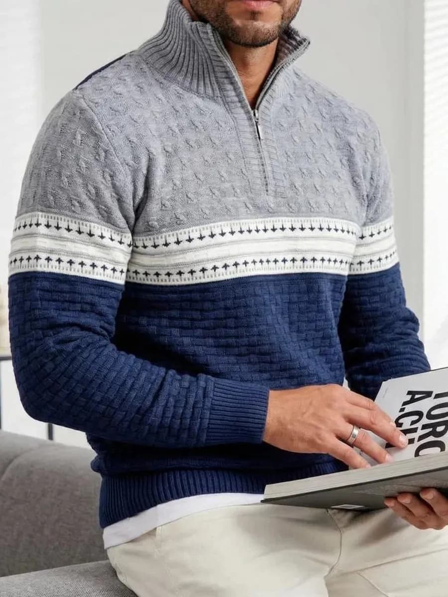 Теплый свитер с горлом на молнии шерстяной - фото 1