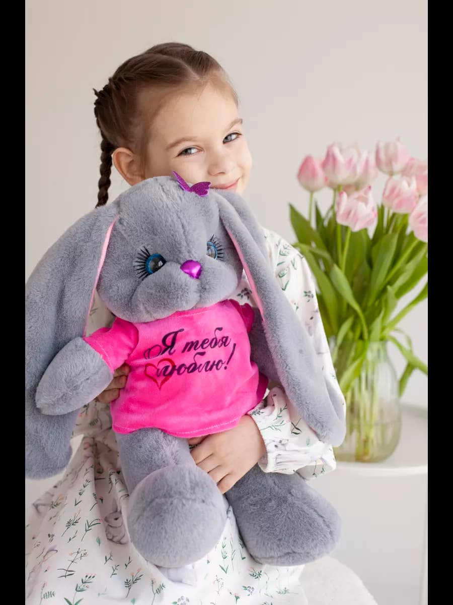 Мягкая плюшевая большая игрушка зайка для девочек