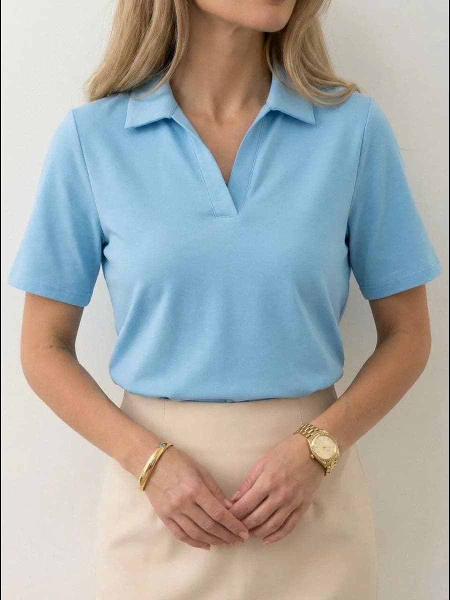 Футболка поло базовая оверсайз яркая с вырезом