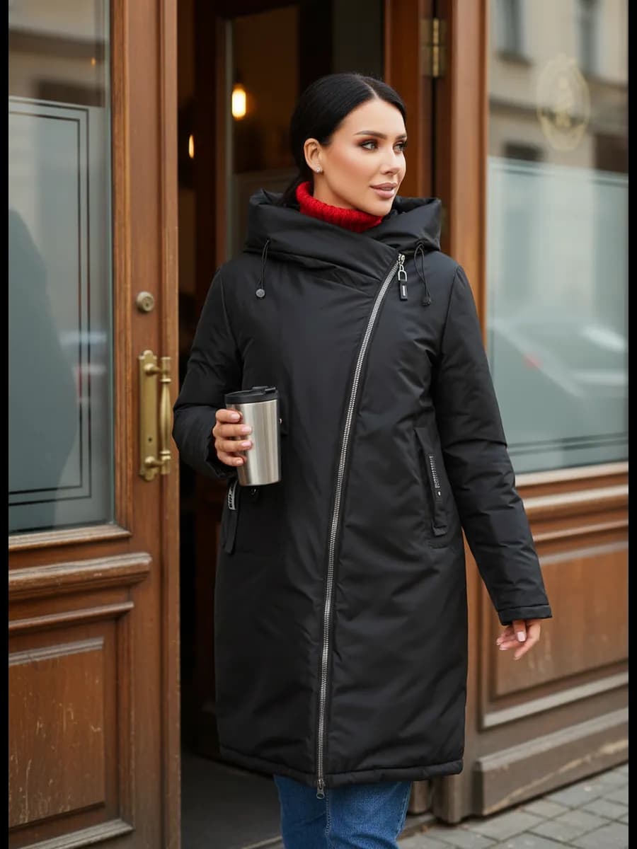 Куртка зимняя удлиненная с капюшоном