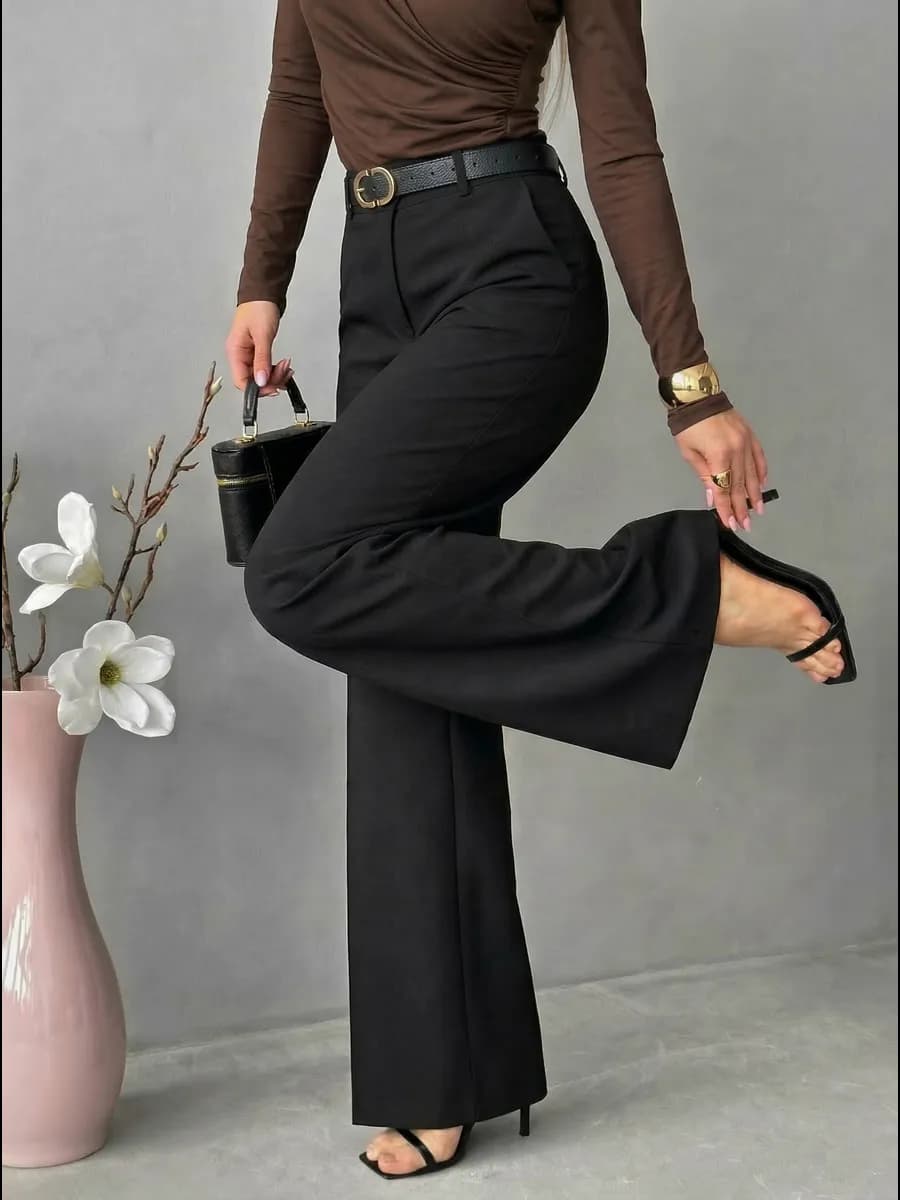 Брюки классические палаццо с высокой посадкой