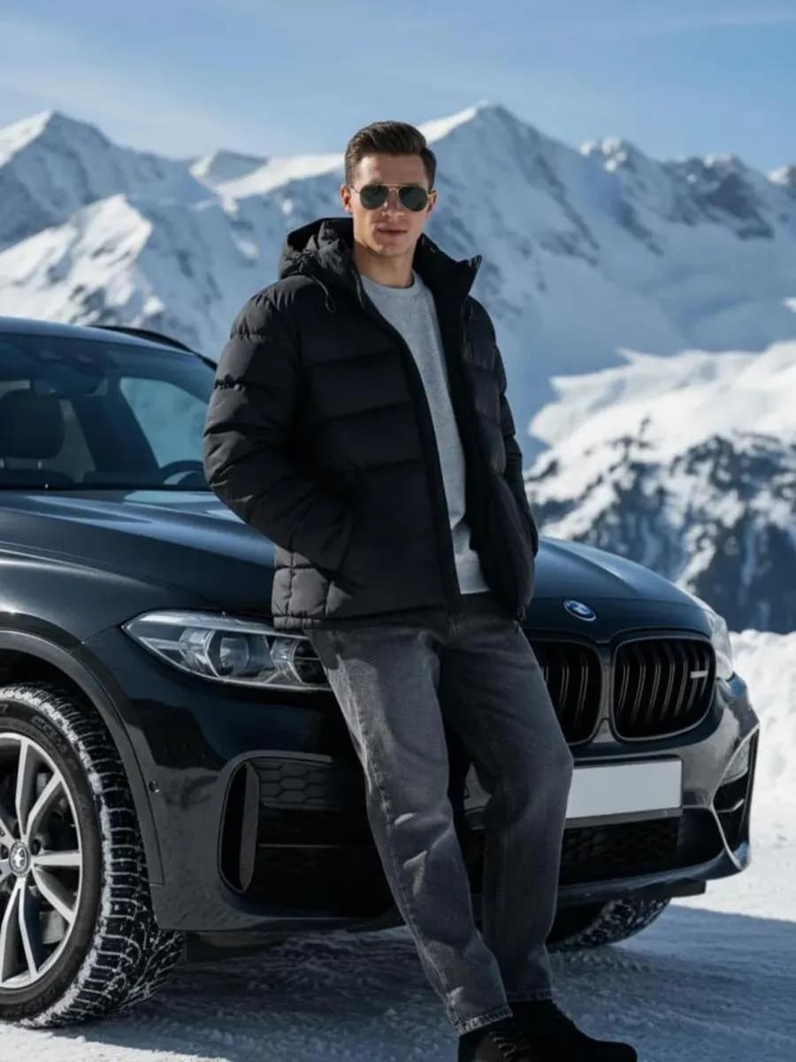 Куртка зимняя короткая с капюшоном пуховик