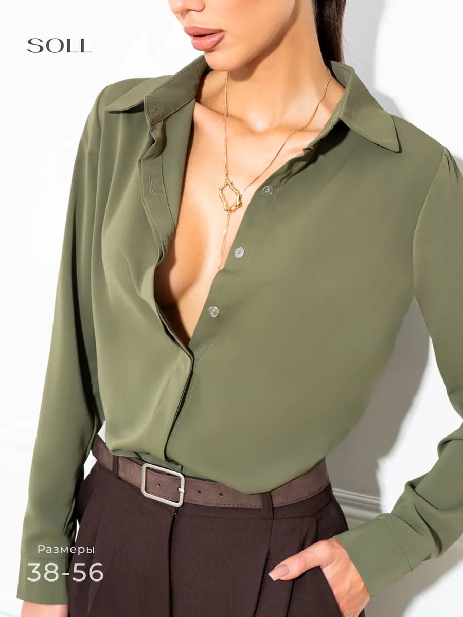 Блузка рубашка офисная с длинным рукавом
