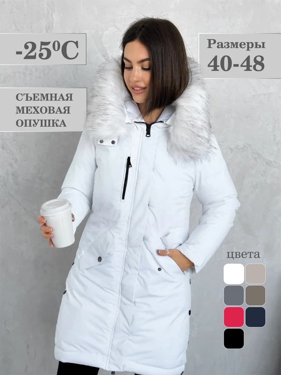 Парка зимняя длинная с мехом