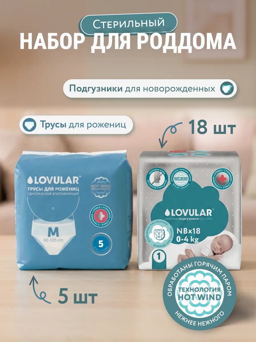 Набор для роддома для мамы и малыша стерильный, М