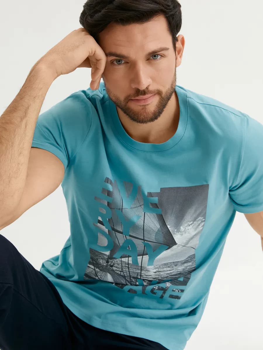 Футболка с морским принтом больших размеров
