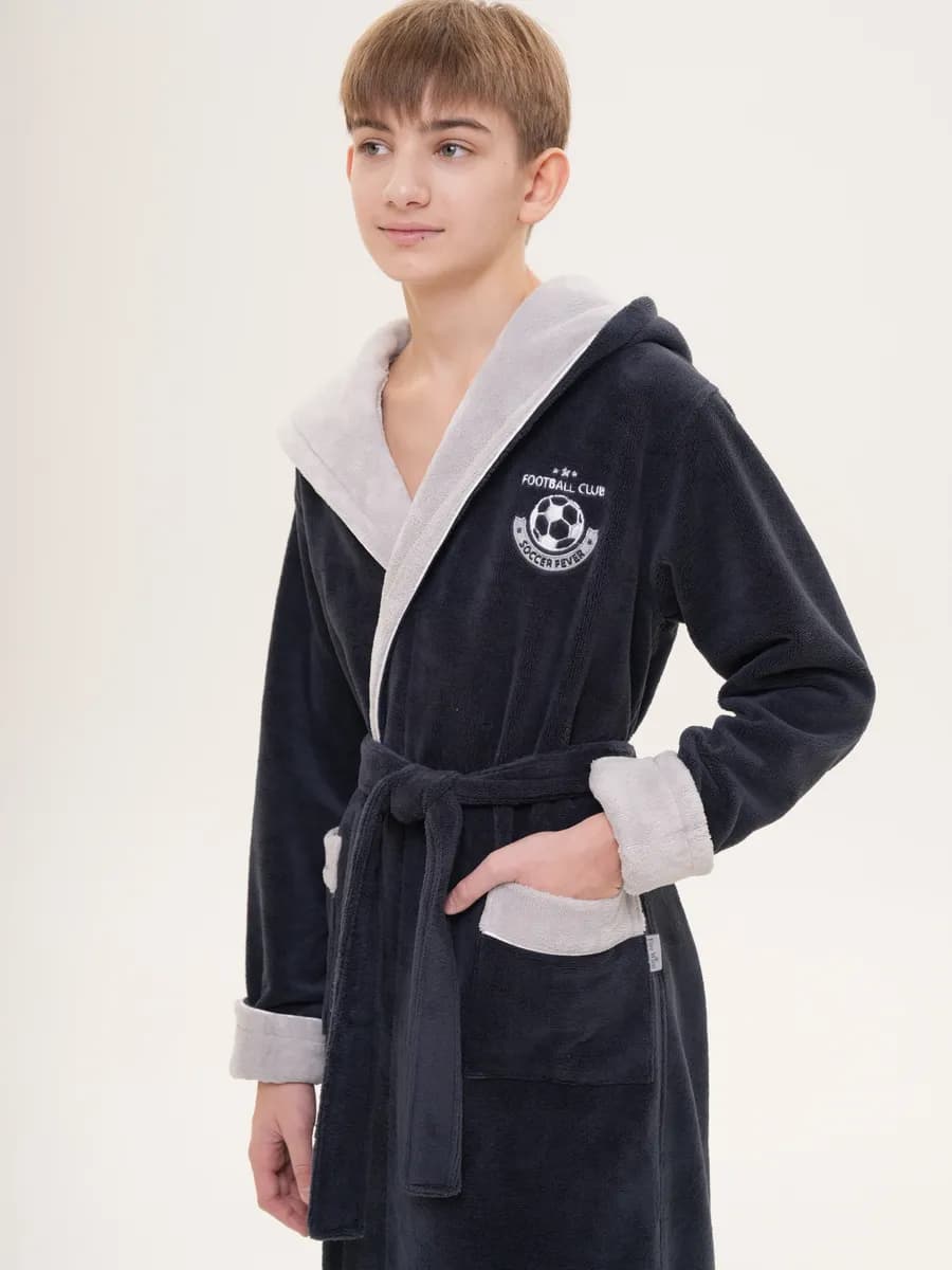 Халат махровый детский с капюшоном для мальчика RONALDO