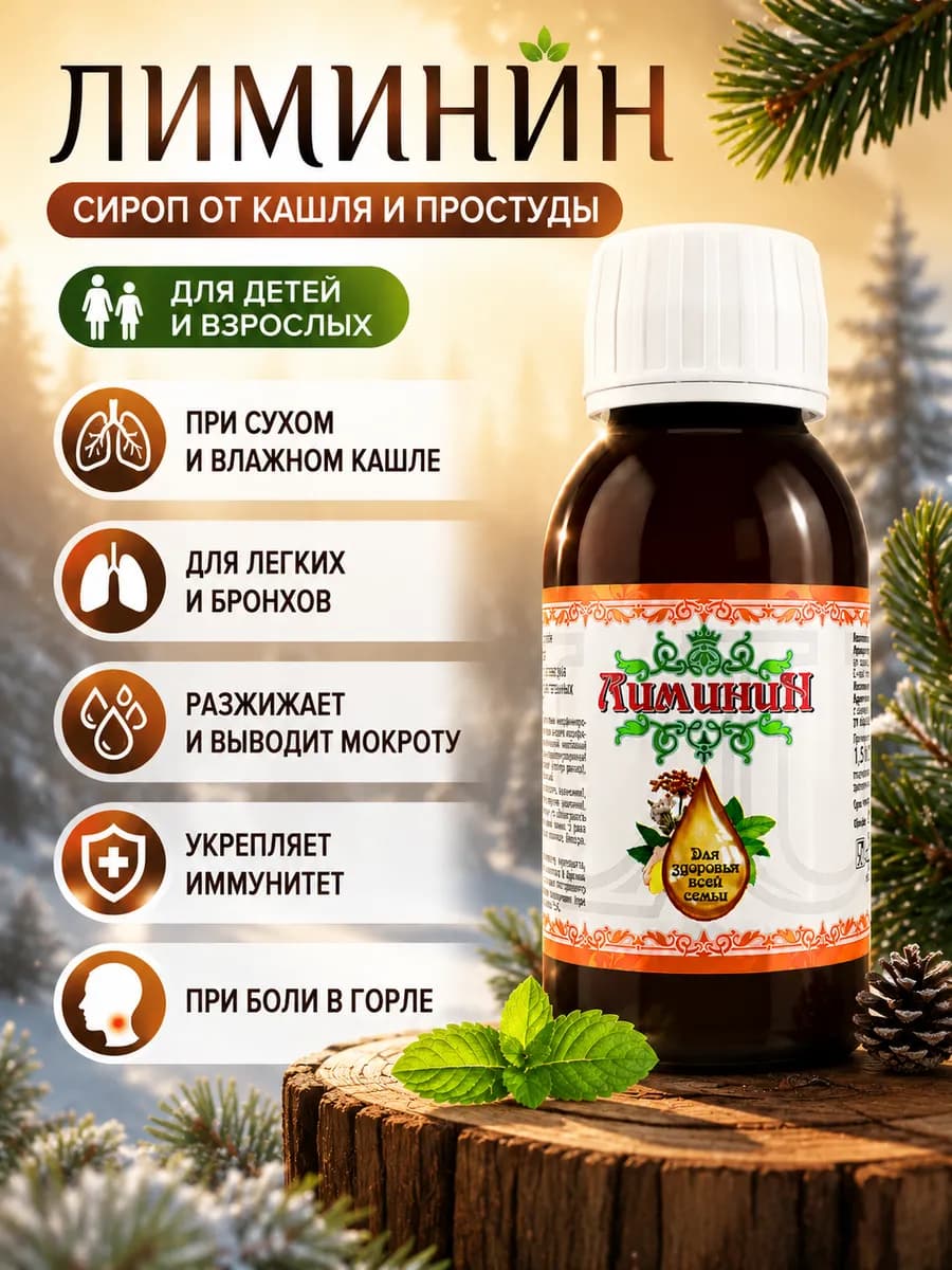 Лиминин сироп от кашля и простуды для детей и взрослых