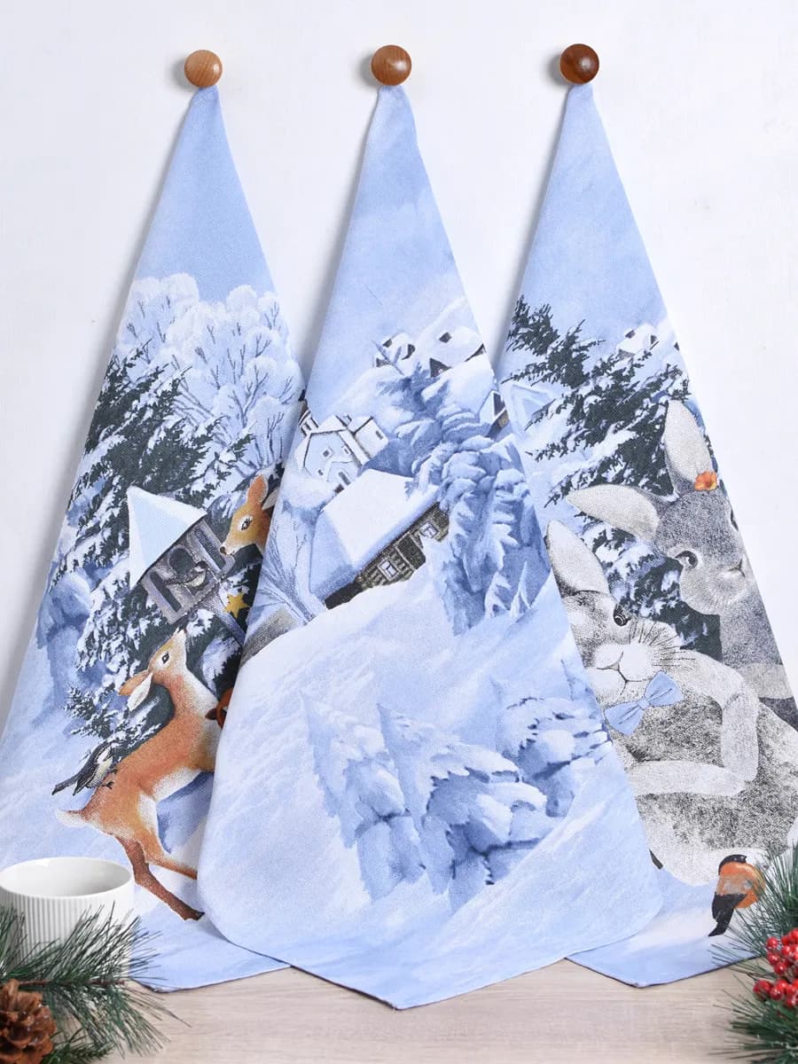 Полотенца кухонные набор 3 шт 60х47 см рогожка - фото 1