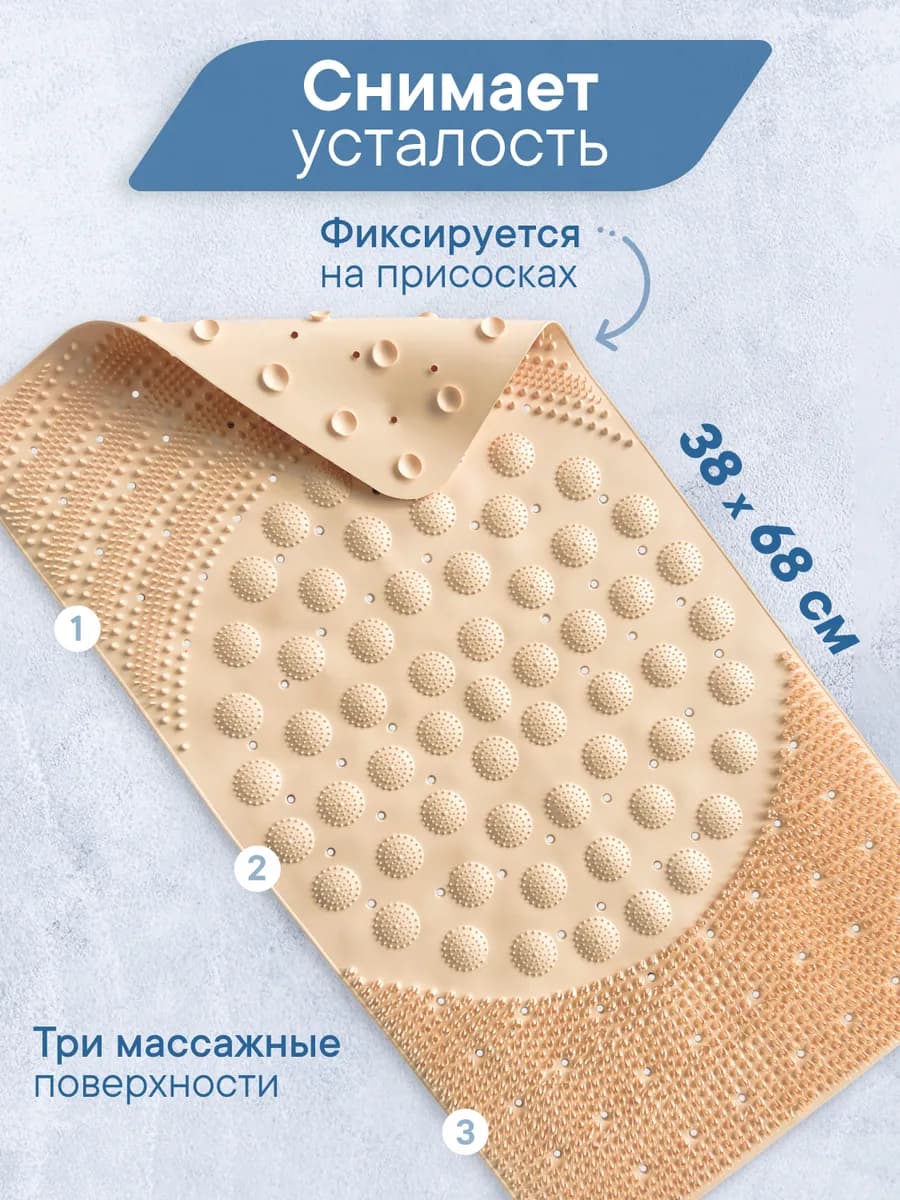 Противоскользящий коврик для ванной с присосками - фото 1