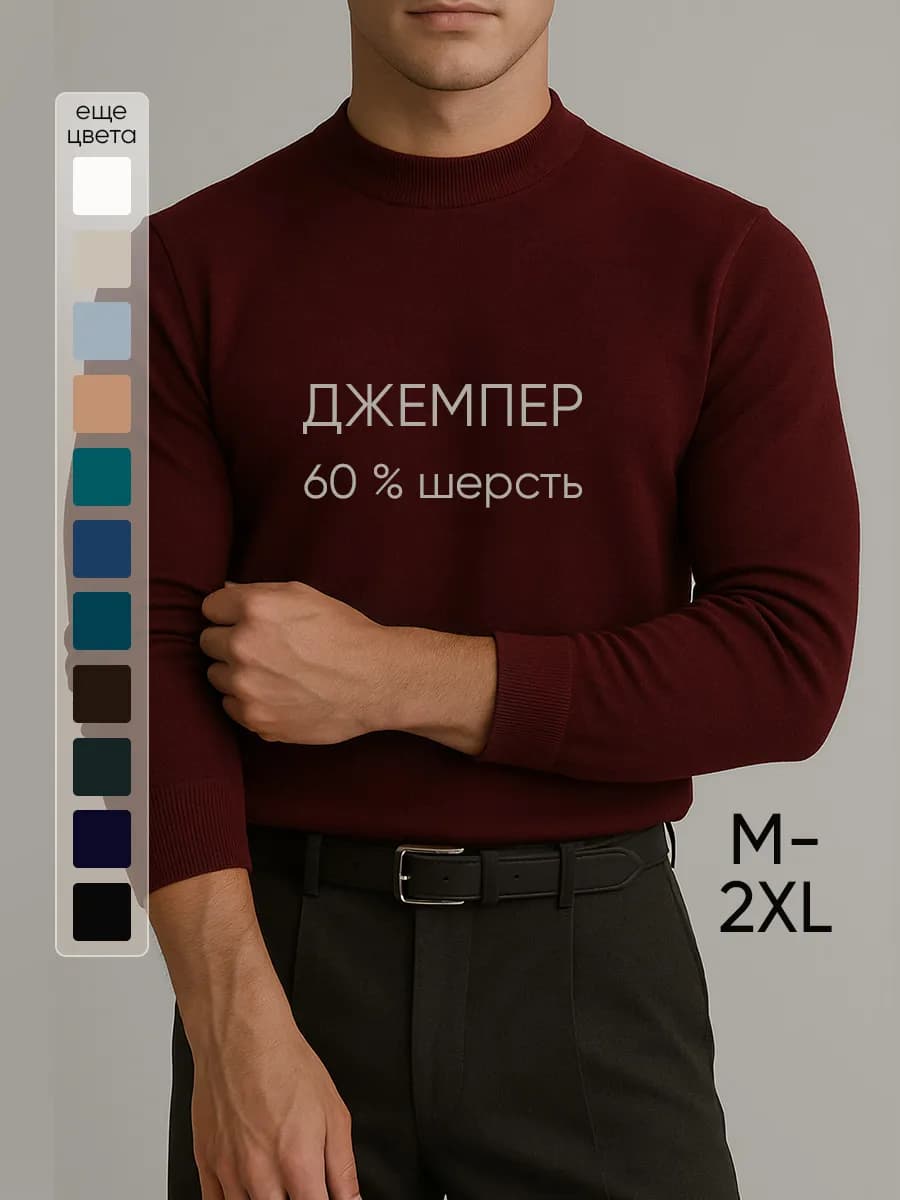 Джемпер водолазка с длинным рукавом - фото 1