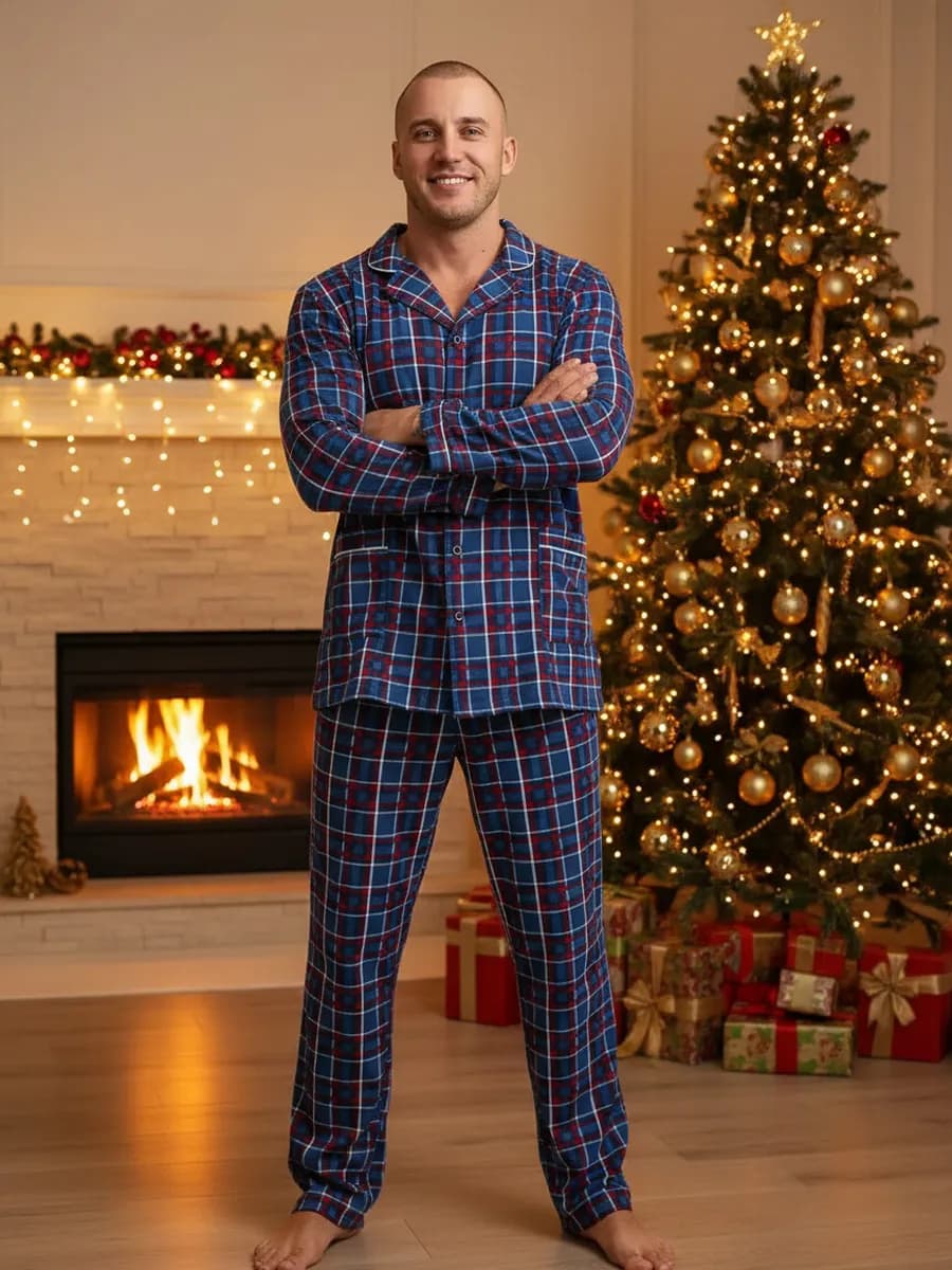 Пижама со штанами домашняя больших размеров новогодняя