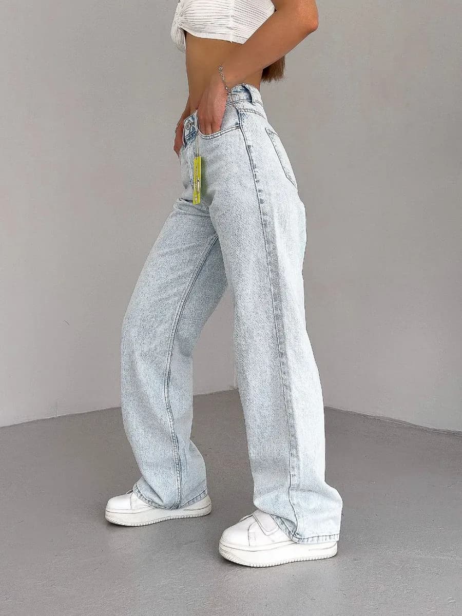 Джинсы широкие с высокой посадкой прямые