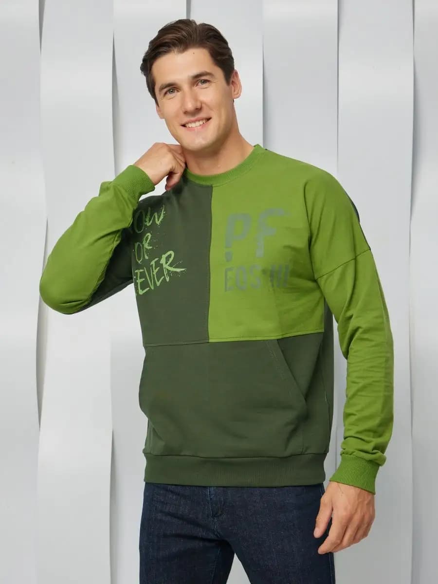 Свитшот оверсайз без начеса с принтом