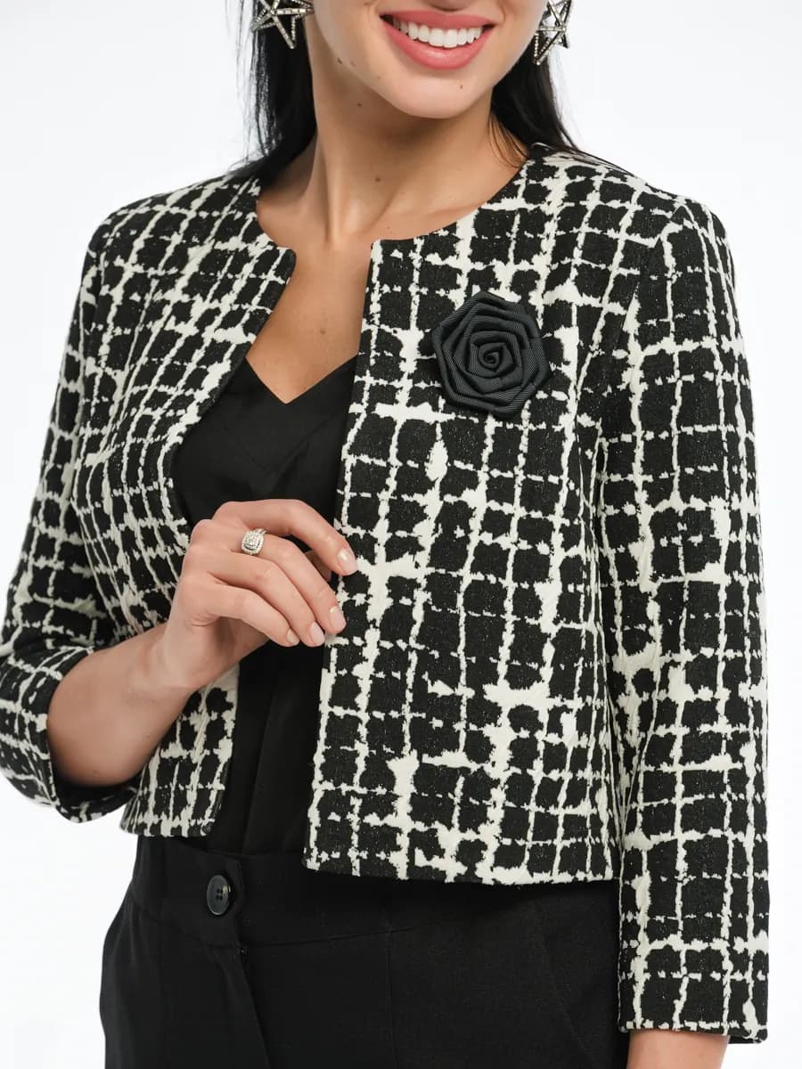 Жакет укороченный твидовый пиджак