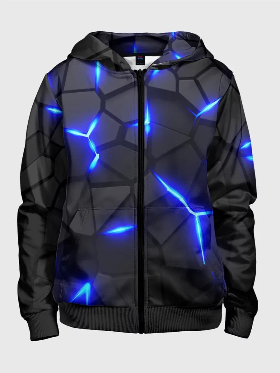 толстовка на молнии с принтом cyberpunk броня синяя