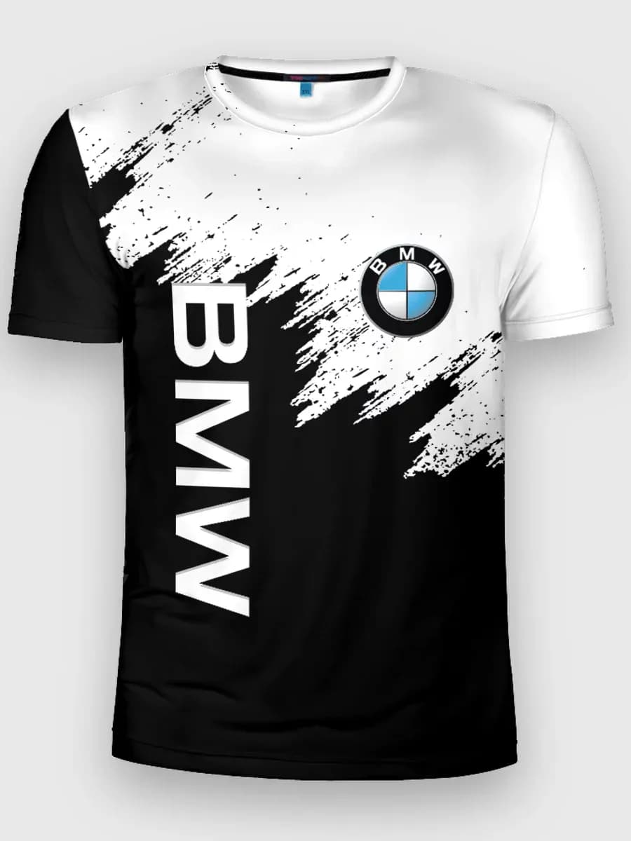 футболка спортивная для тренировок с принтом bmw лого