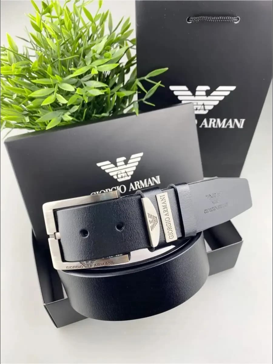 Ремень Armani для джинс и брюк кожаный на 23 февраля
