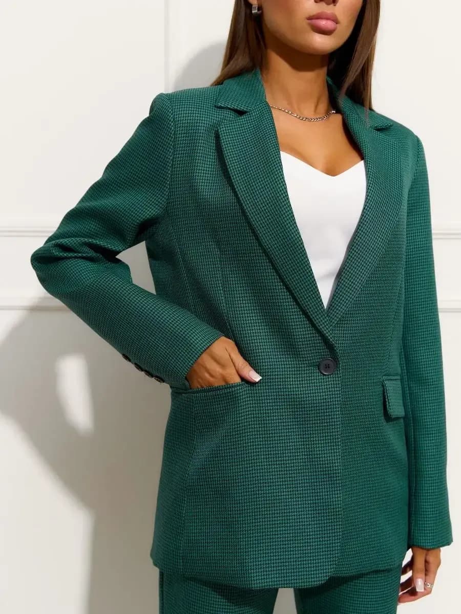 Пиджак оверсайз, жакет с принтом гусиная лапка - фото 1