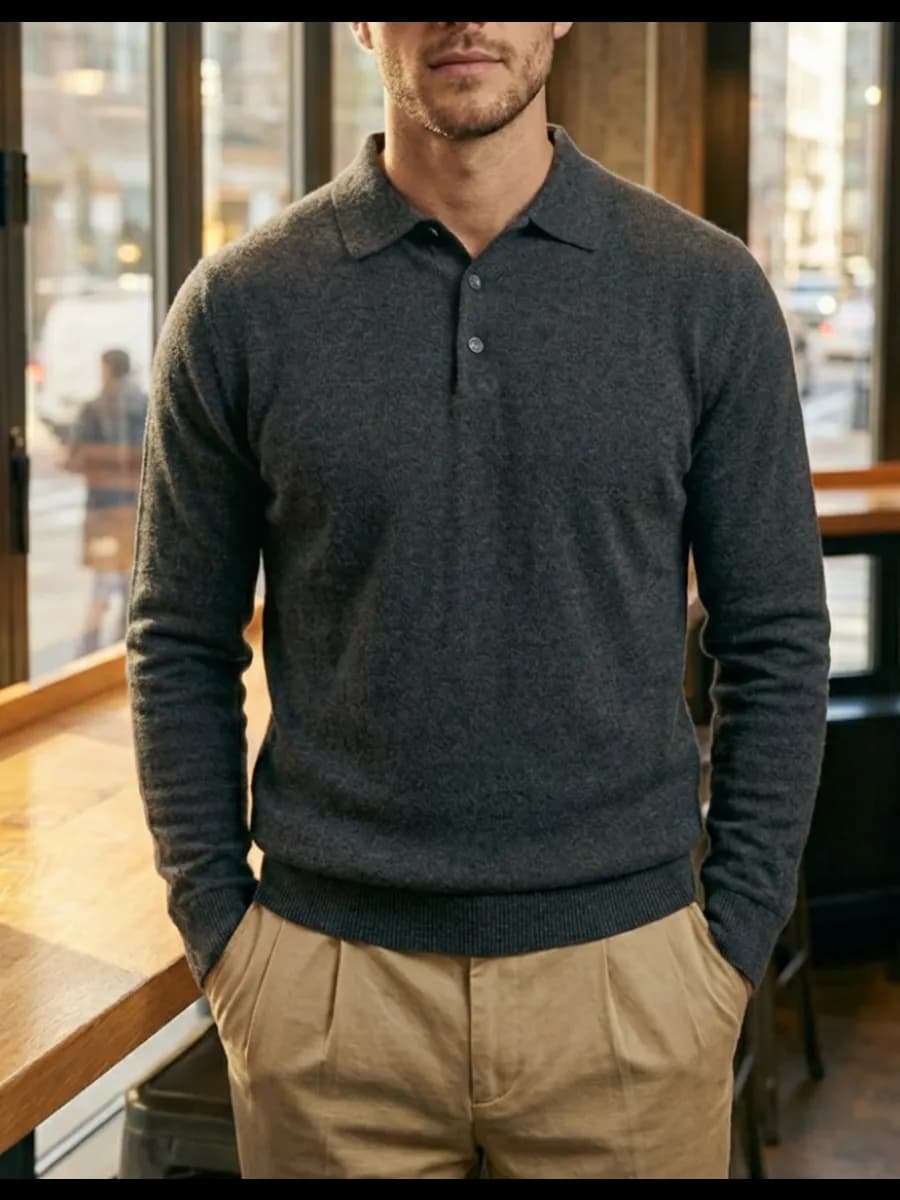 Джемпер поло турция теплый на пуговицах кашемир