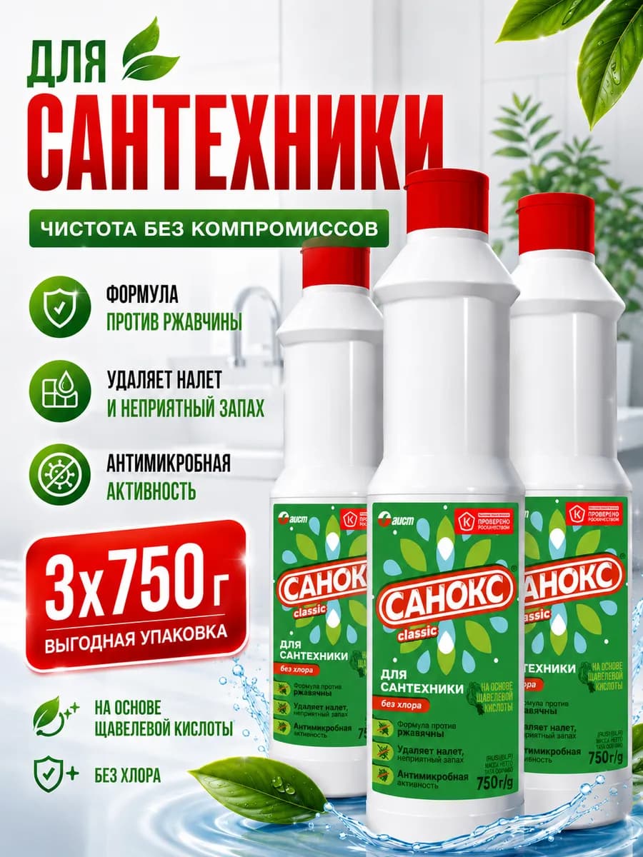Чистящее средство гель для сантехники 750 мл 3 шт