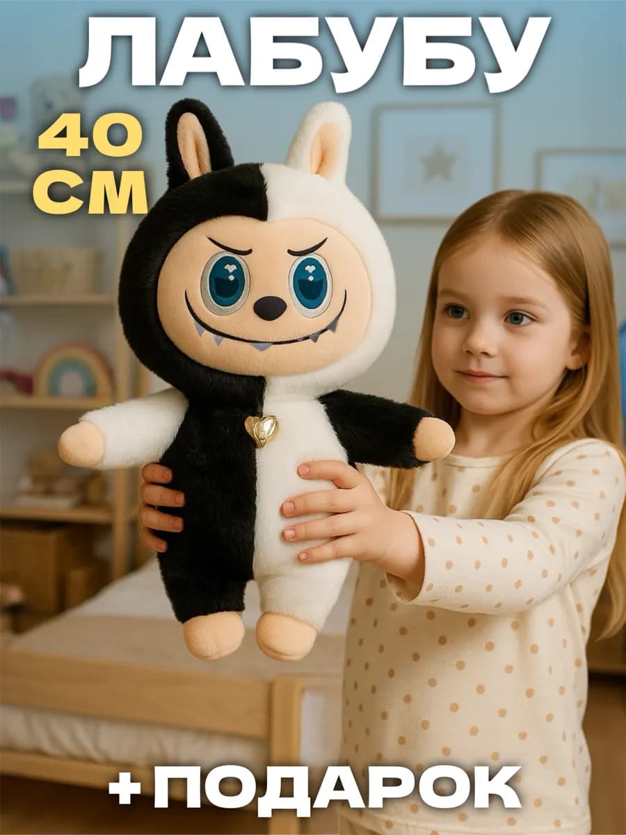 Лабубу игрушка мягкая большой оригинал 40 см