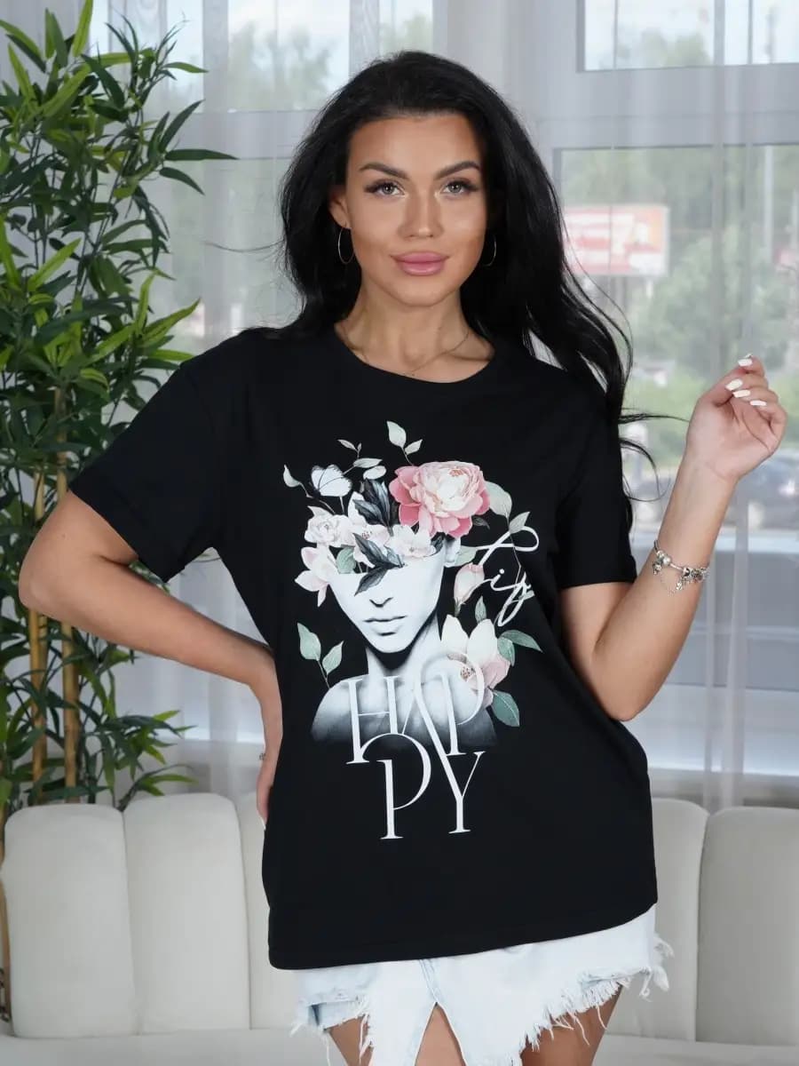 Футболка больших размеров хлопок черная