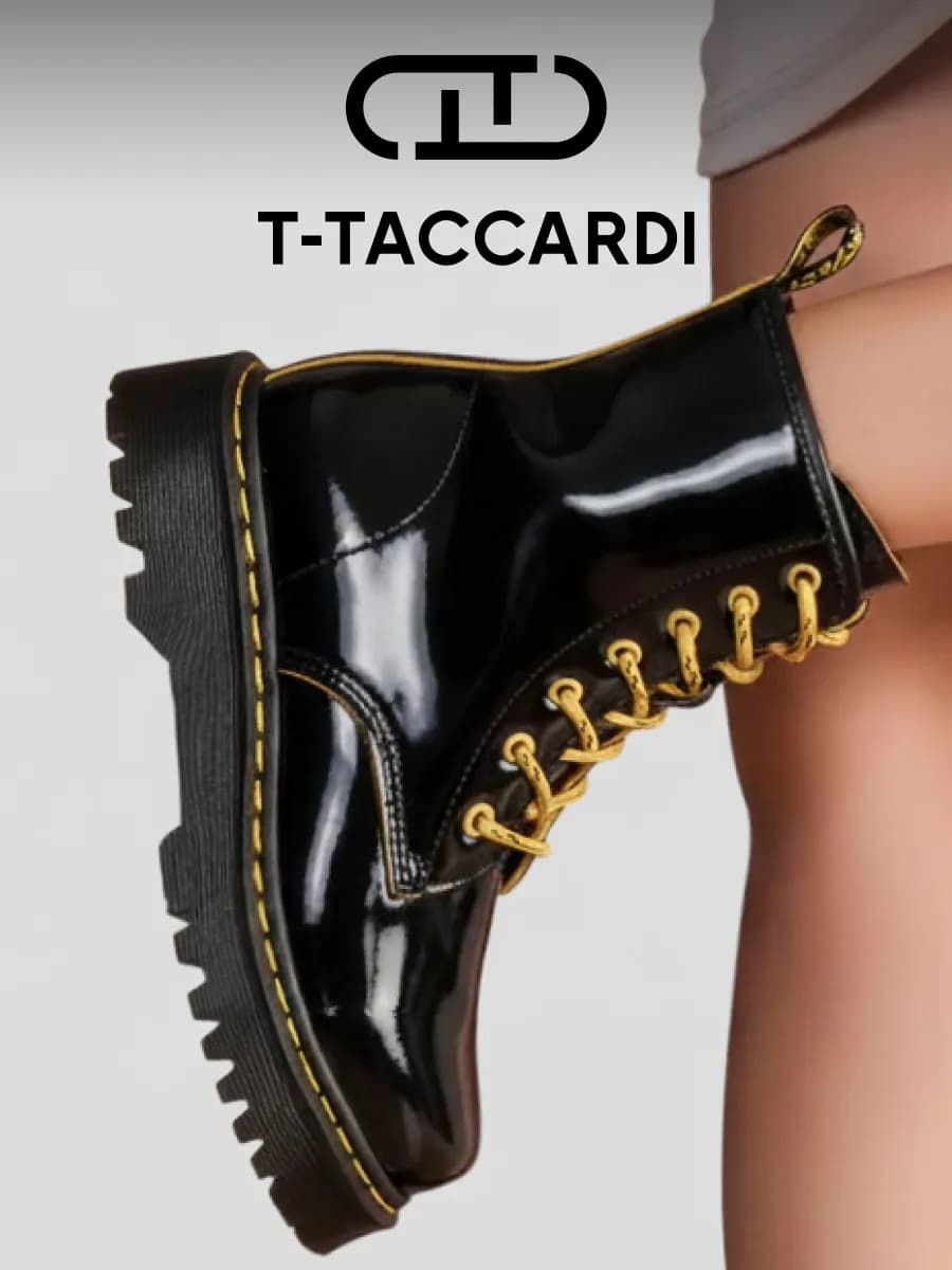 Ботинки женские демисезонные берцы лаковые