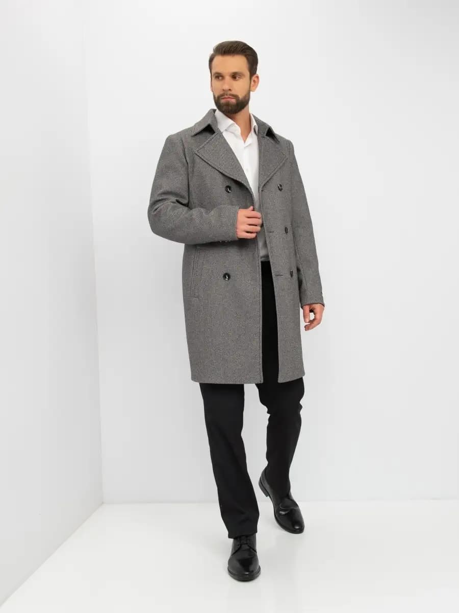 Пальто двубортное с подстежкой - фото 1