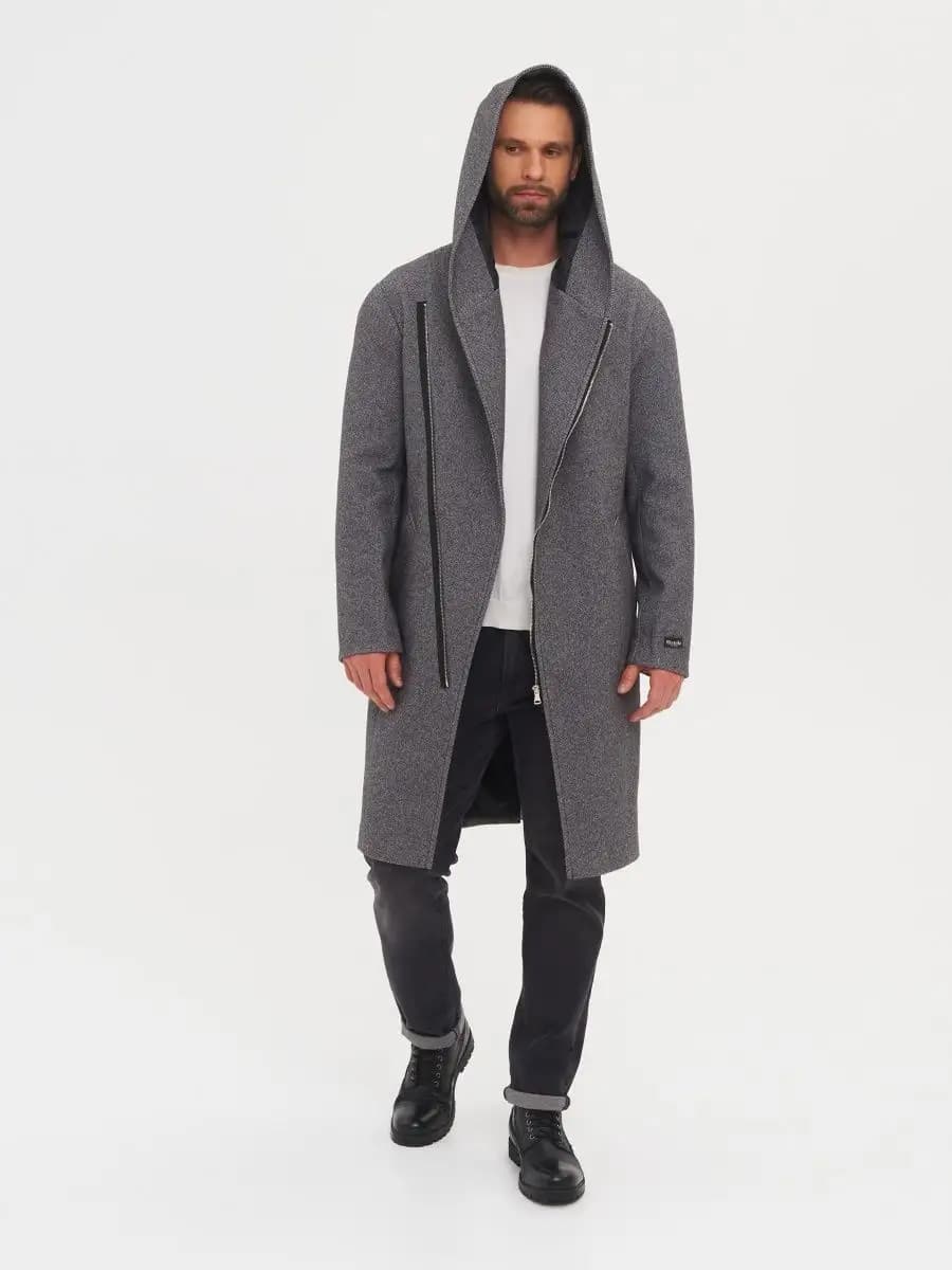 Пальто демисезонное на молнии с капюшоном