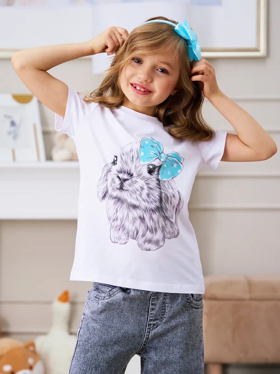 Футболка для девочки кролик
