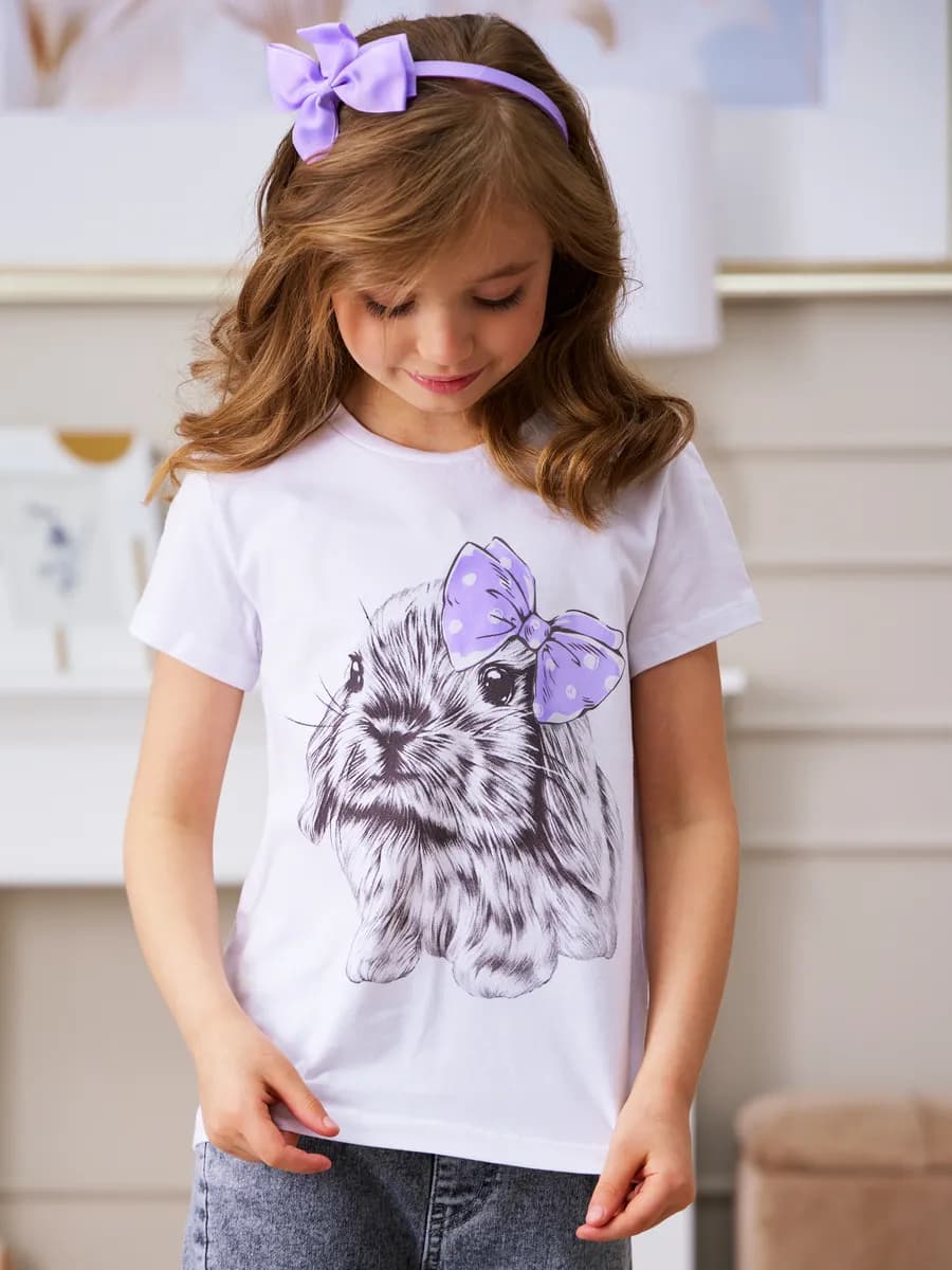 Футболка для девочки кролик хлопок