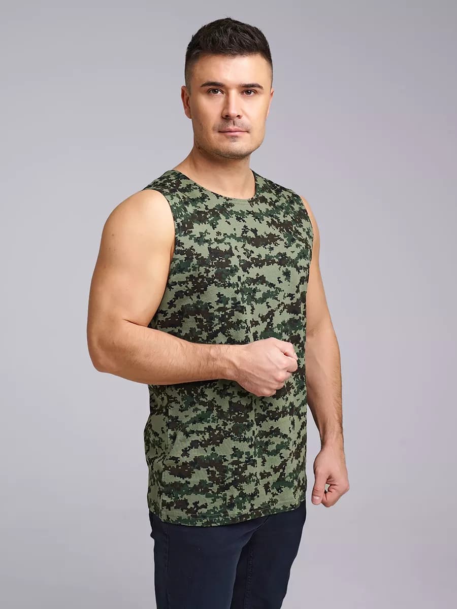 Майка мужская камуфляжная широкое плечо 100% хлопок - фото 1