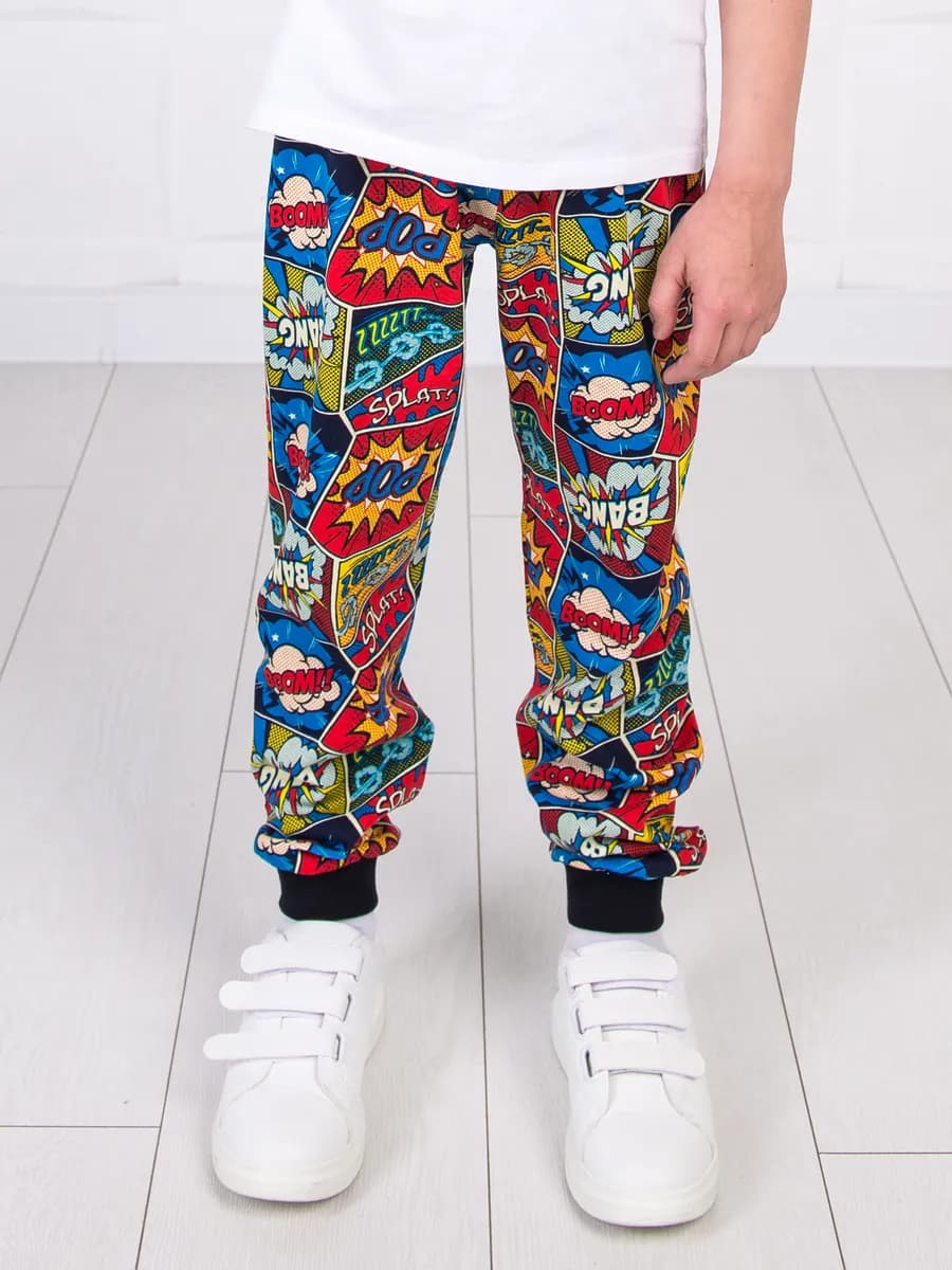 Брюки домашние трикотажные с манжетами в садик