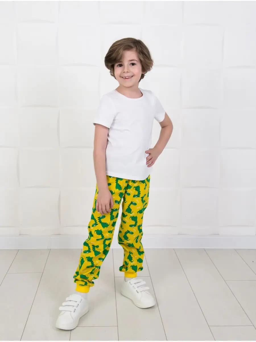 Брюки домашние трикотажные с манжетами в садик