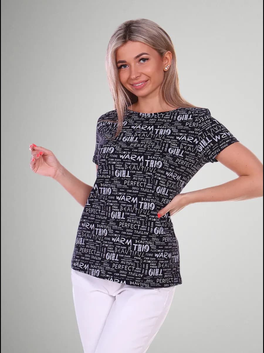 Футболка хлопковая с коротким рукавом и принтом