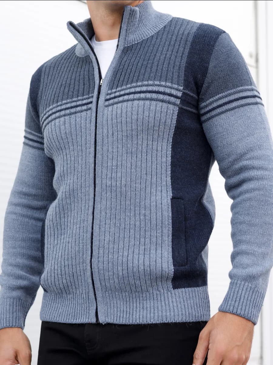 Кардиган на молнии вязаный свитер с горлом