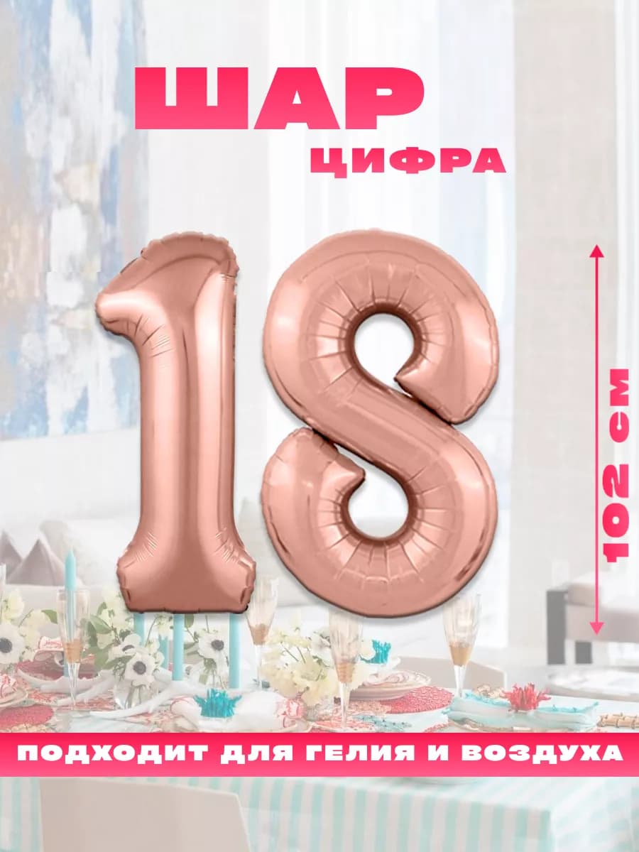 Воздушный фольгированный шар цифра 18