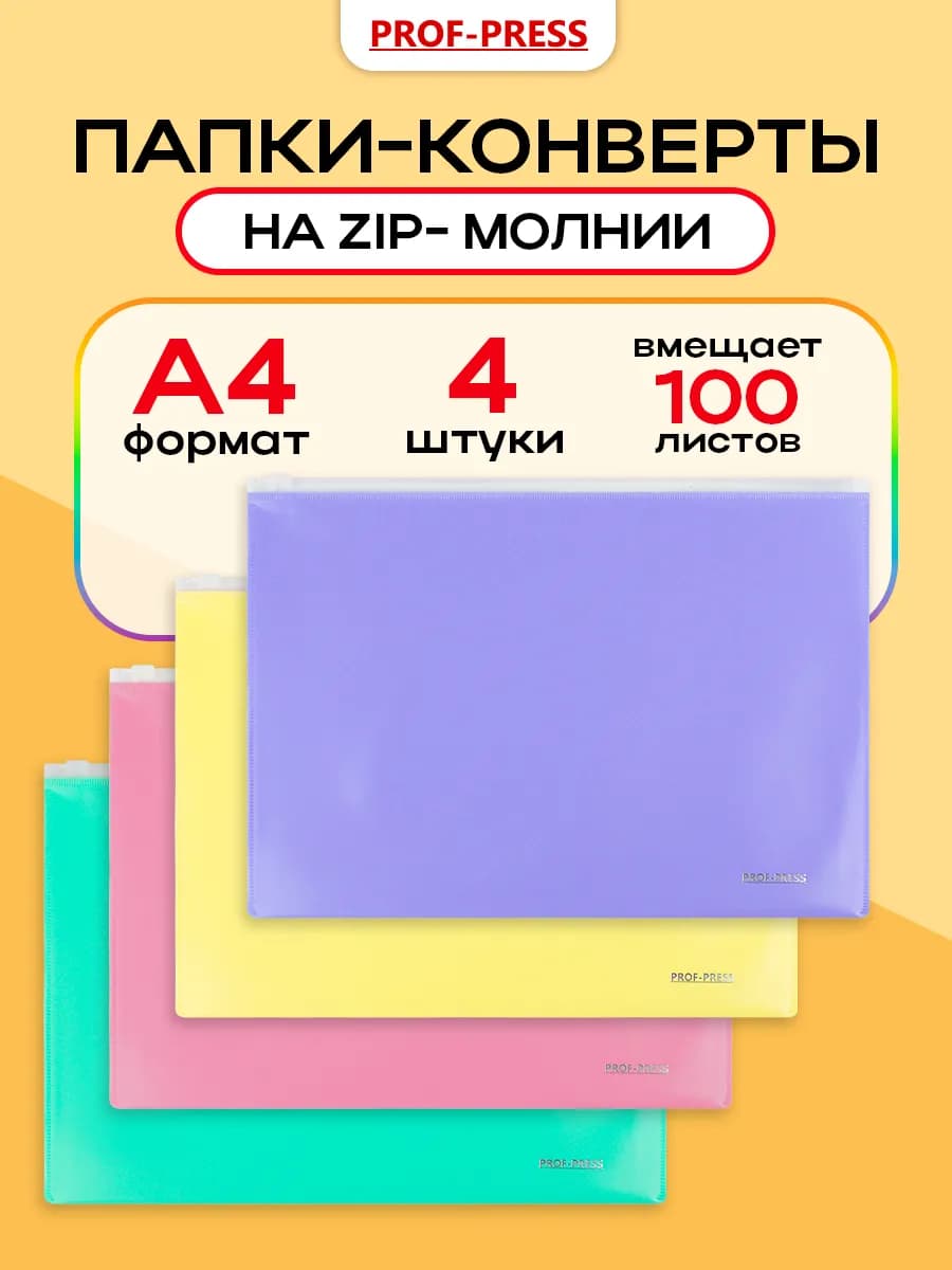 Папка конверт для документов на молнии комплект А4