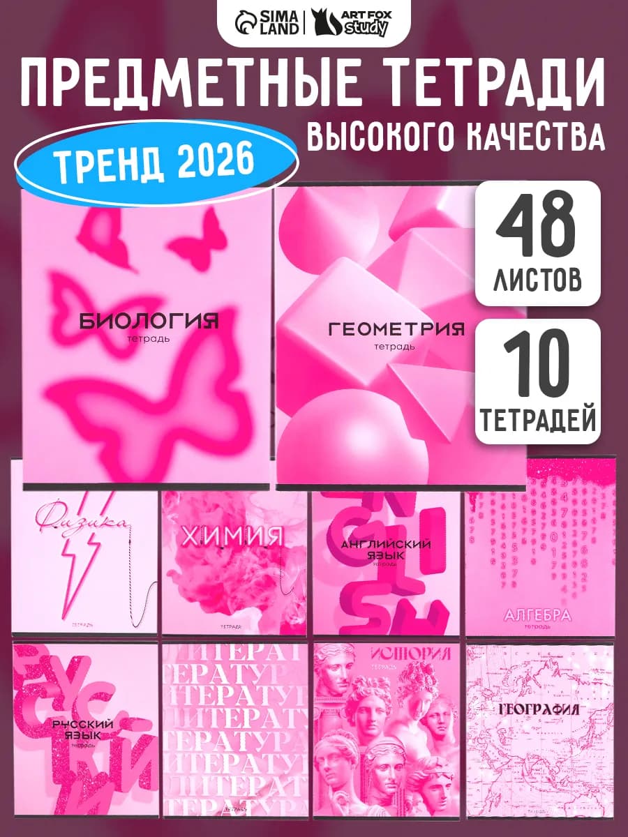 Набор тетрадей 48 листов, канцелярия школьная, 10 шт