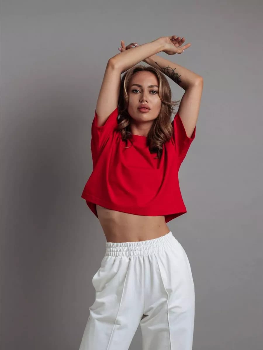 Кроп топ женский футболка укороченная - фото 1