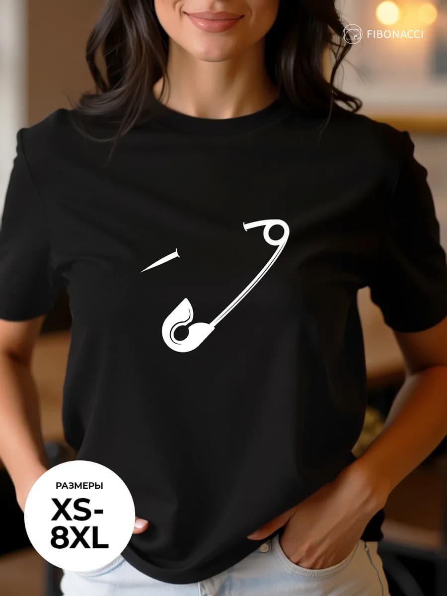 Футболка "Булавка удачи" женская оверсайз с принтом - фото 1