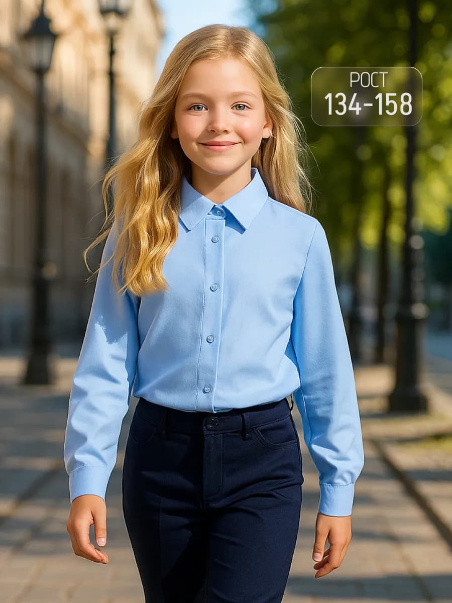 Блузка школьная для девочки рубашка нарядная