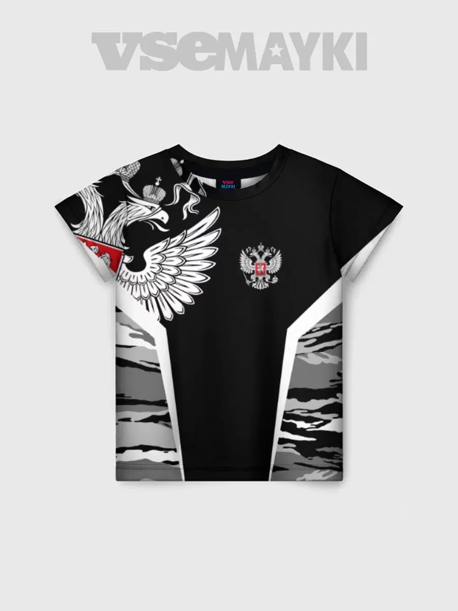 футболка с принтом камуфляж россия
