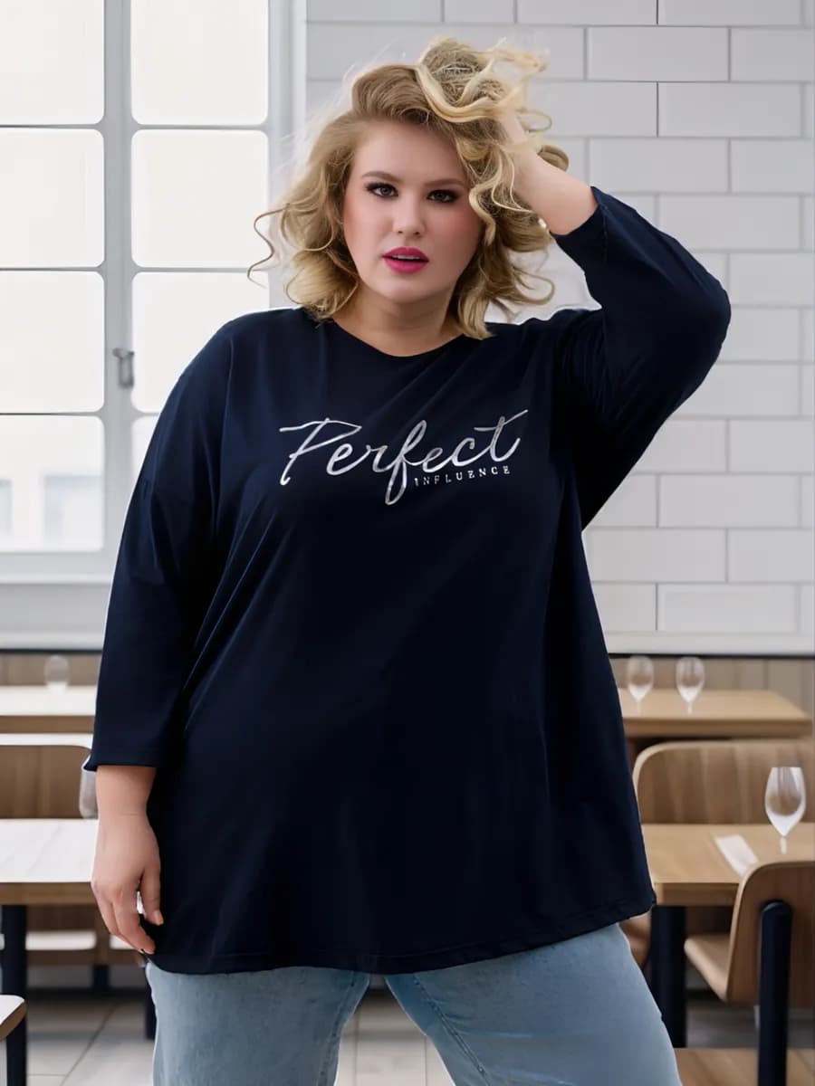 Футболка больших размеров, рукав 3 4