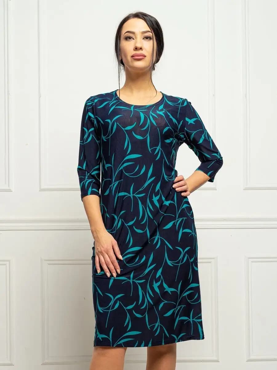 Платье офисное повседневное осень миди с рукавом 3 4