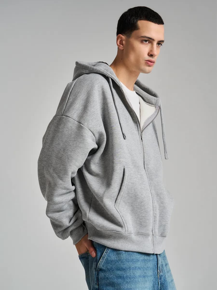 Зип худи оверсайз с капюшоном и начесом