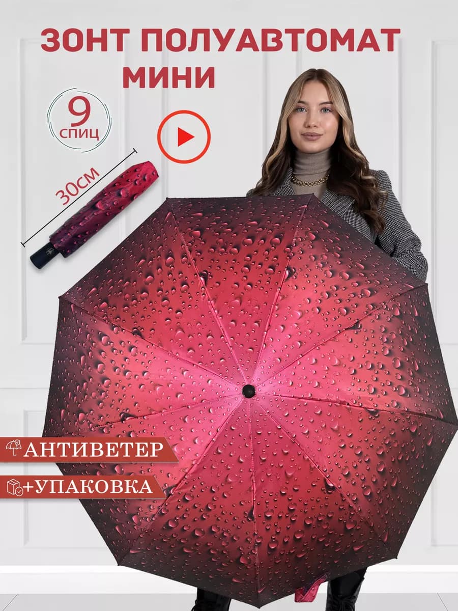 Зонт полуавтомат антиветер складной