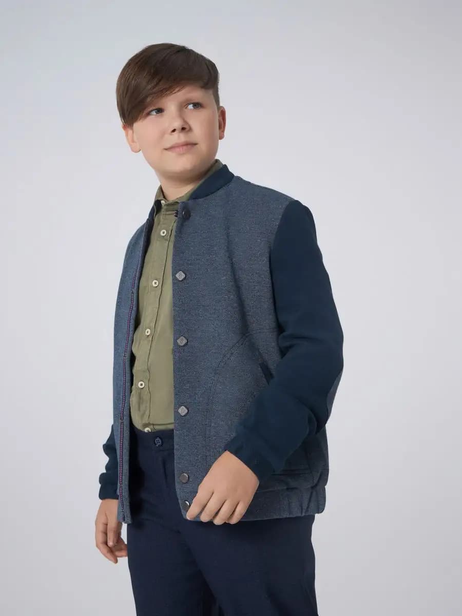 Пиджак трикотажный детский серый школьный